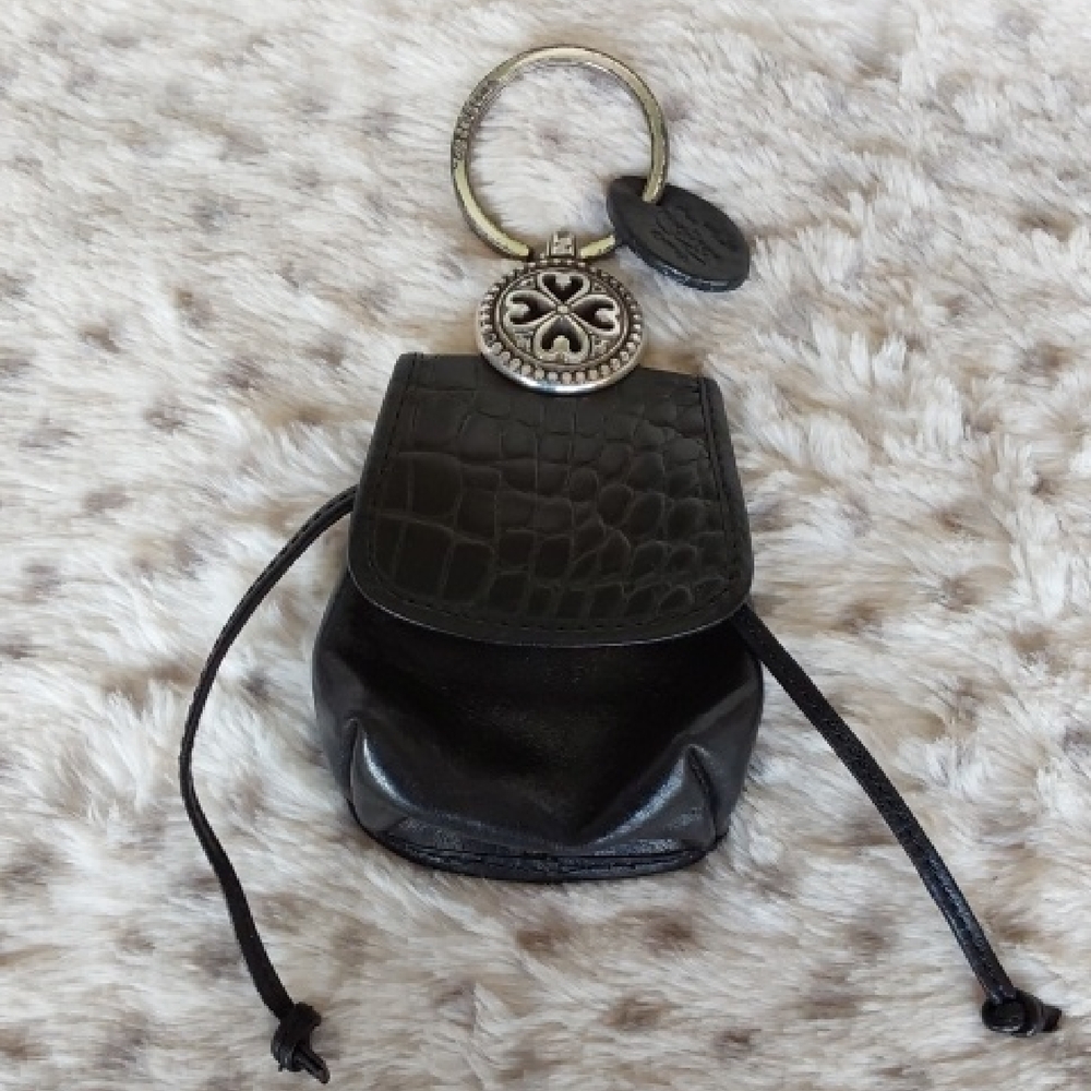 BRIGHTON Vintage Black Croc-Embossed Mini Bag with Keyring